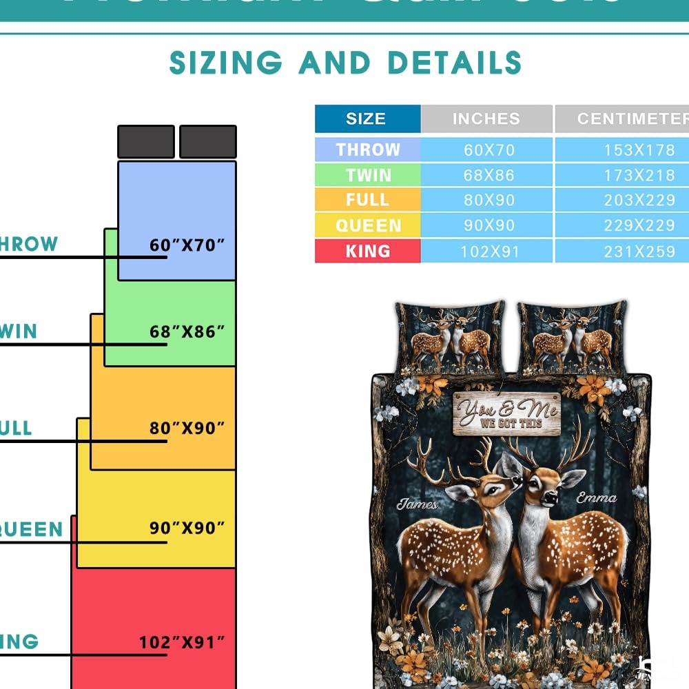 Personalized Wildlife and Romance Two Deer Standing in a Forest Comforter