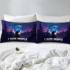 Matching pillowcase detail for woodland bedding set featuring coordinating solitary Bigfoot art