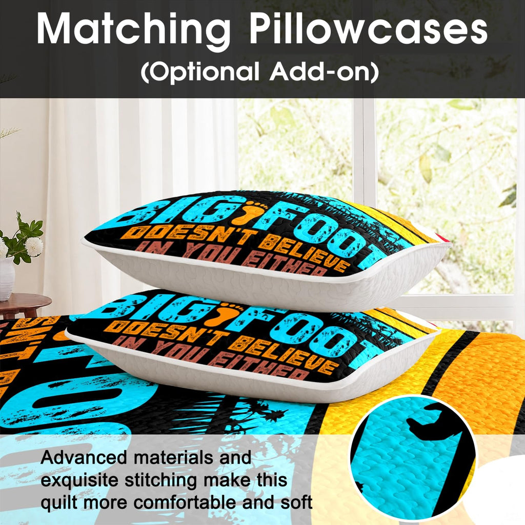 Overhead perspective of thematic accent graphic and crescent moon motif on stripe bedding set