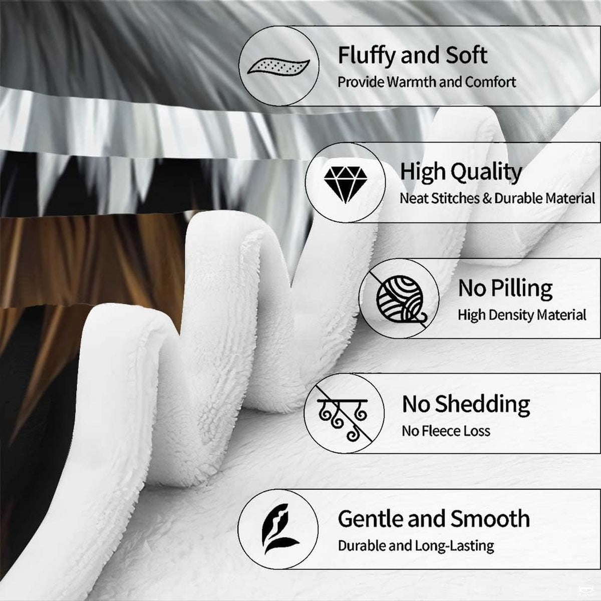 Lightning storm bald eagle portrait throw blanket view 7 detailing eagle feathers and border