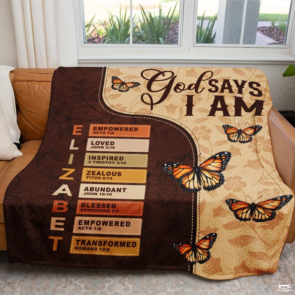Custom Inspirational Scripture Butterflies Blanket, Machine Washable