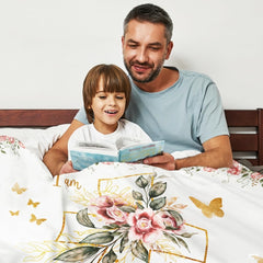 Custom Floral Cross with Butterflies Blanket, Machine Washable