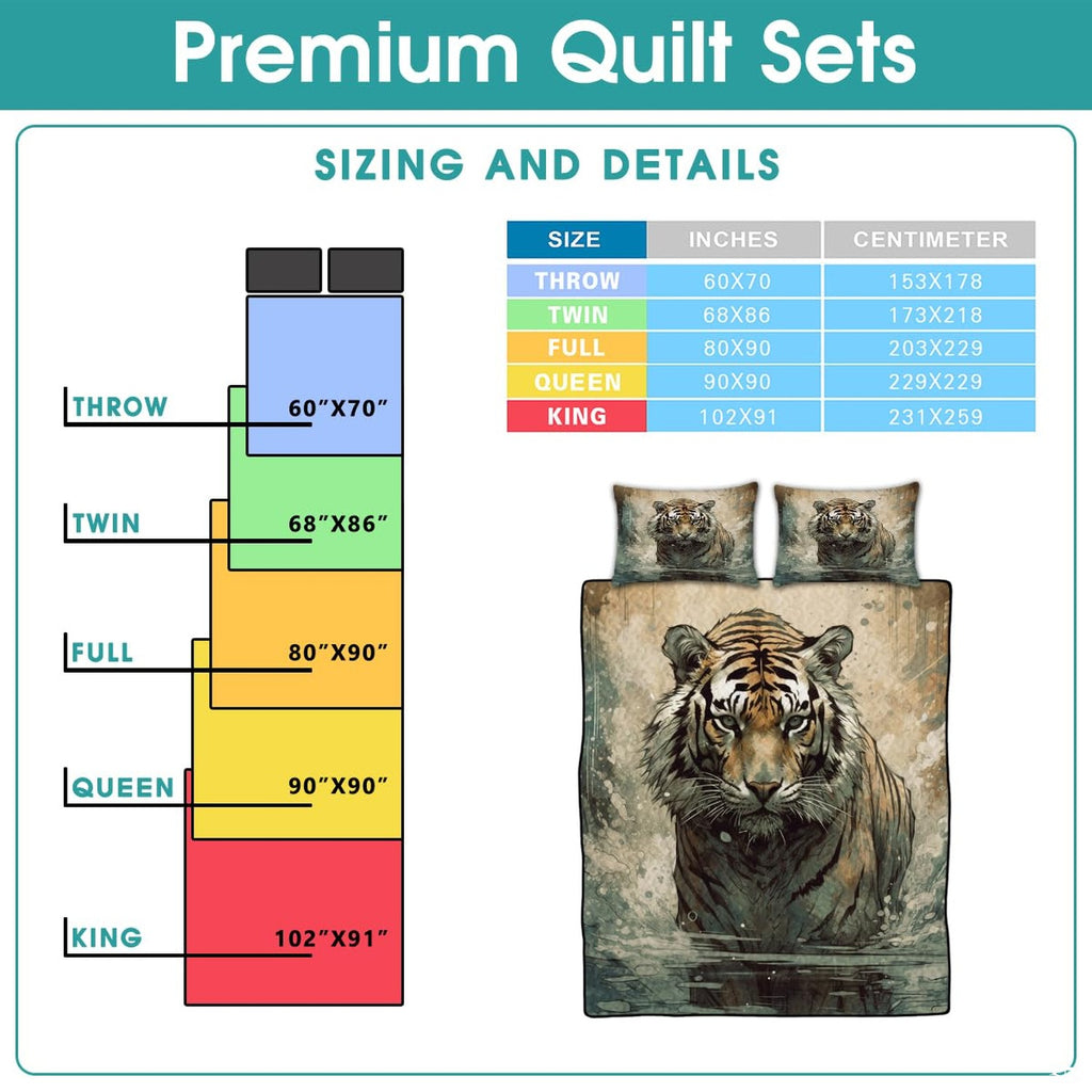 Tiger water artwork in product sizing image