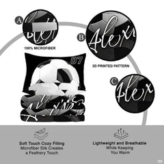 Coordinated pillow sham displaying bold varsity football graphics from the sports bedding set