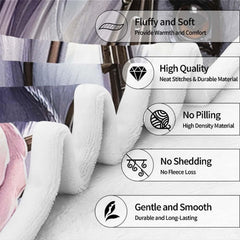 Purple floral white horse portrait throw blanket styled neatly across bedroom bed