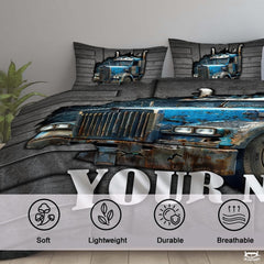 Custom Trucking Semi Truck Breaking Through Stone Wall Vintage Comforter