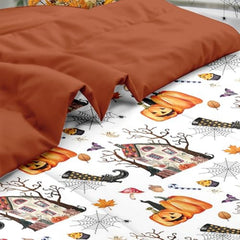 Pamnest Twin Halloween Comforter Set with Sheets, 5 Pieces Mystic Bedding