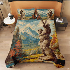 Personalized Bigfoot Peace Sign Mountain Landscape Quilt Sets
