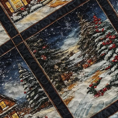 Close-up view of holiday bedding showcasing gingerbread snowman motifs, pine wreaths, and cinnamon accents