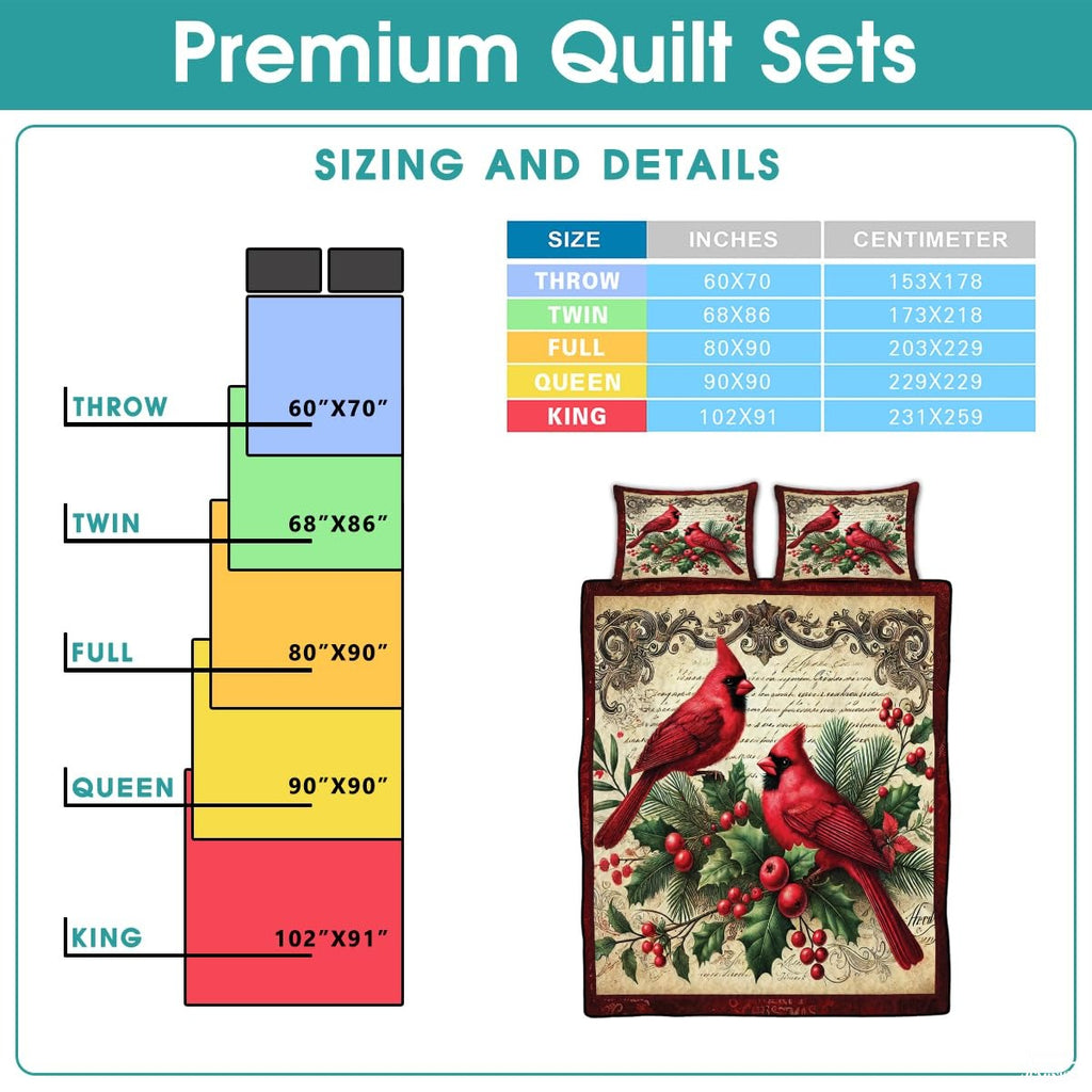Custom Two Cardinals on Holly Branches Quilt