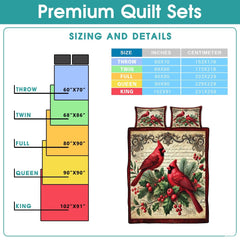 Custom Two Cardinals on Holly Branches Quilt