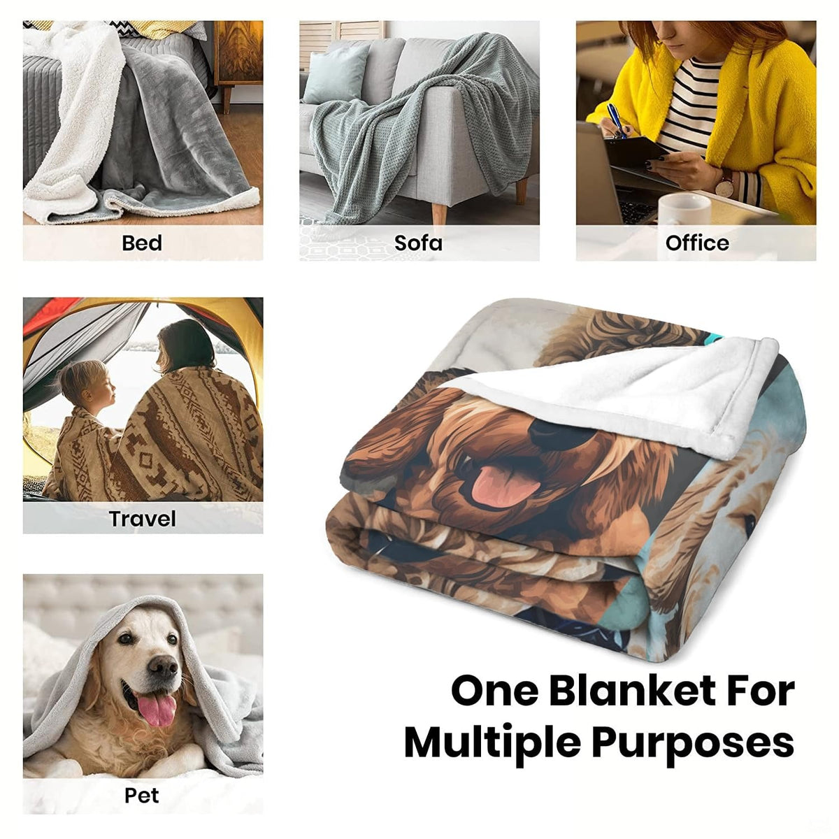 Alternative perspective of golden doodle mandala graphic blanket