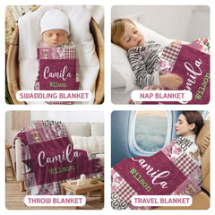 Western floral artwork blanket folded on nursery armchair