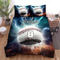 Personalized Baseball Bedding Full Size Flag Custom Name Duvet Cover Set Sport Decor Sports Comforter Bed Set (Baseball Thunder)