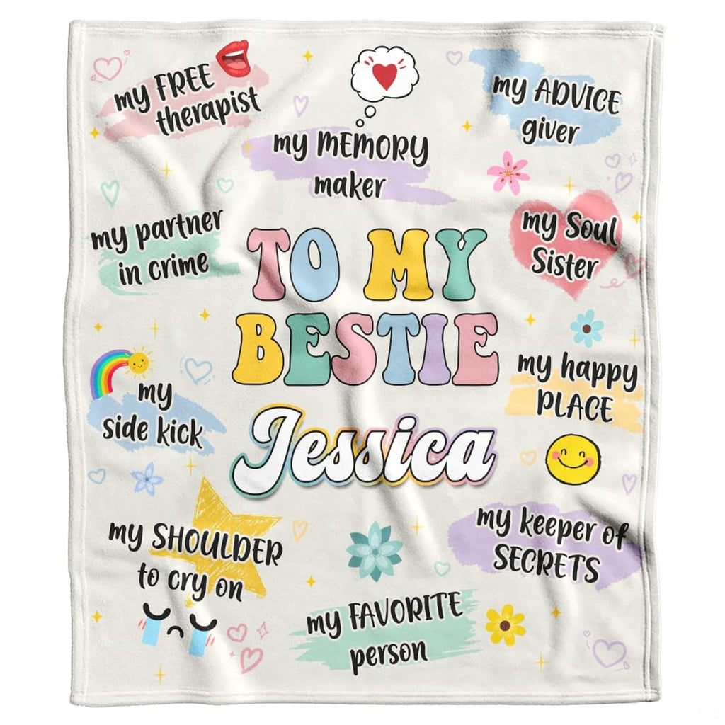 Retro pastel best friend design with bubble typography and colorful friendship doodles, view 7.