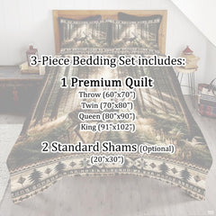 Stylized rustic bedroom presentation highlighted by majestic forest animals bedding with woodland stag artwork.