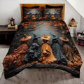 Five witches bedding displayed in a bright bedroom