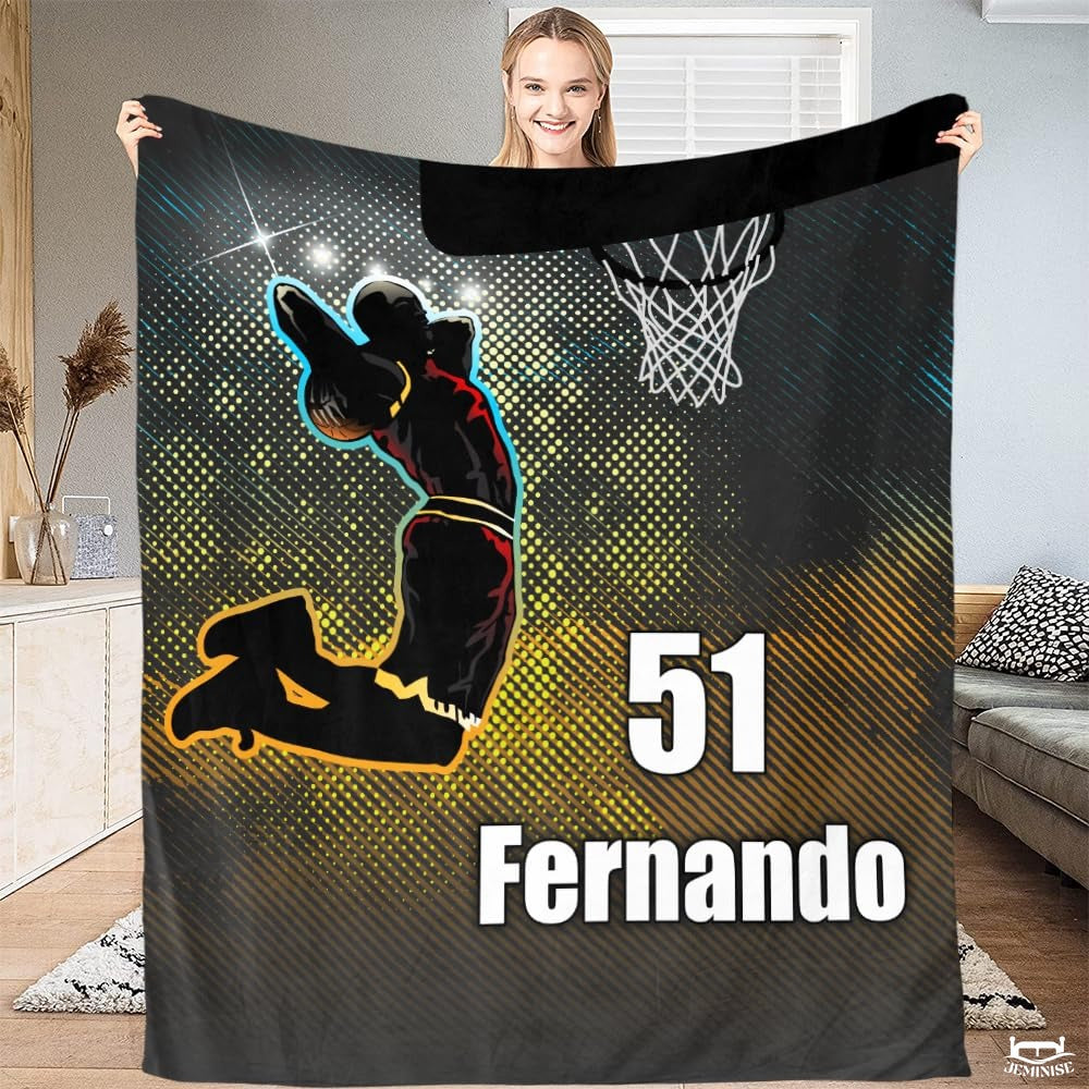 Personalized Basketball Player Blanket with Name and Number