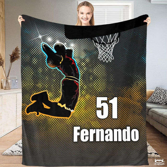 Personalized Basketball Player Blanket with Name and Number