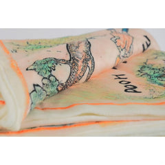Fantasy bedding set design showing winding blue rivers and nostalgic woodland elements
