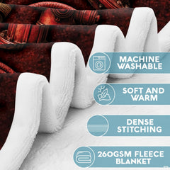 Close-up visual of firefighter helmet and rescue equipment graphics on a themed bedding set.