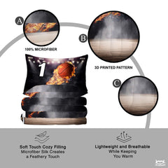 Personalized Basketball Flames Flying Over Comforter with Name and Number