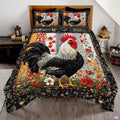 Rooster Patchwork Pattern Quilt Set, Animal Bedding - Chicken Farmhouse Quilt Set Bedspread, Premium Pattern Quilt Bedspread, Rooster Bedding