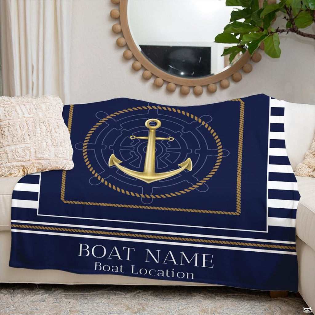 Bedroom decor styling with maritime anchor visual motif displayed over the bed.