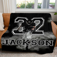 Contemporary monochrome football artwork integrated into a stylish sports bedroom aesthetic.