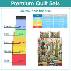 Personalized Flowering Cactus & Succulent Garden Quilt Set