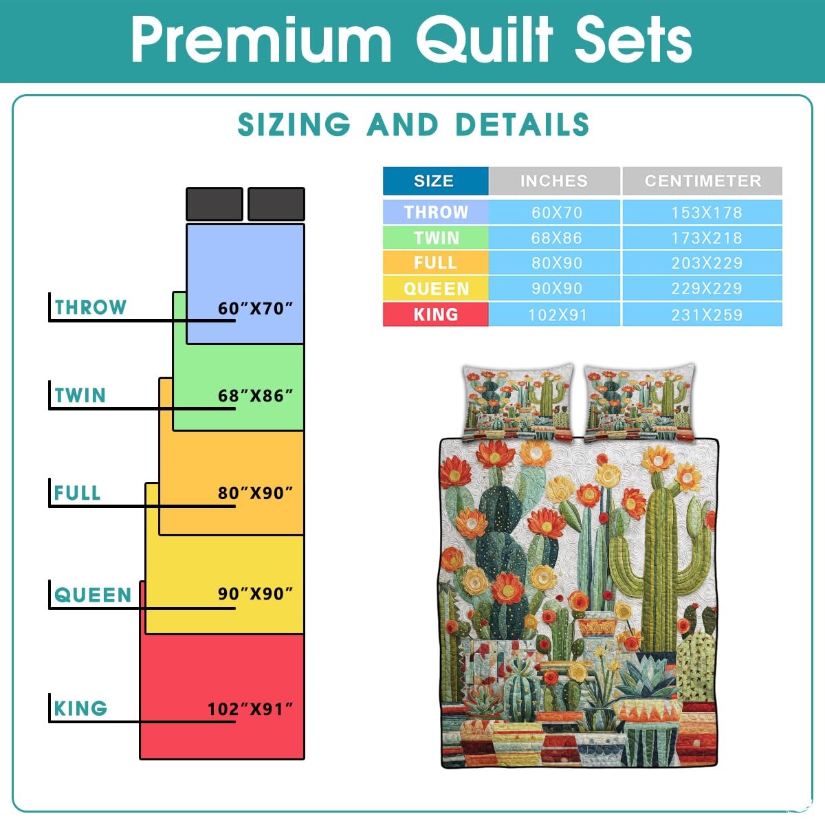 Personalized Flowering Cactus & Succulent Garden Quilt Set
