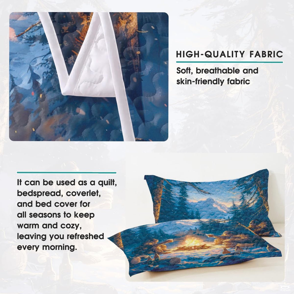 Personalized Bigfoot Campfire Night Forest Quilt Sets