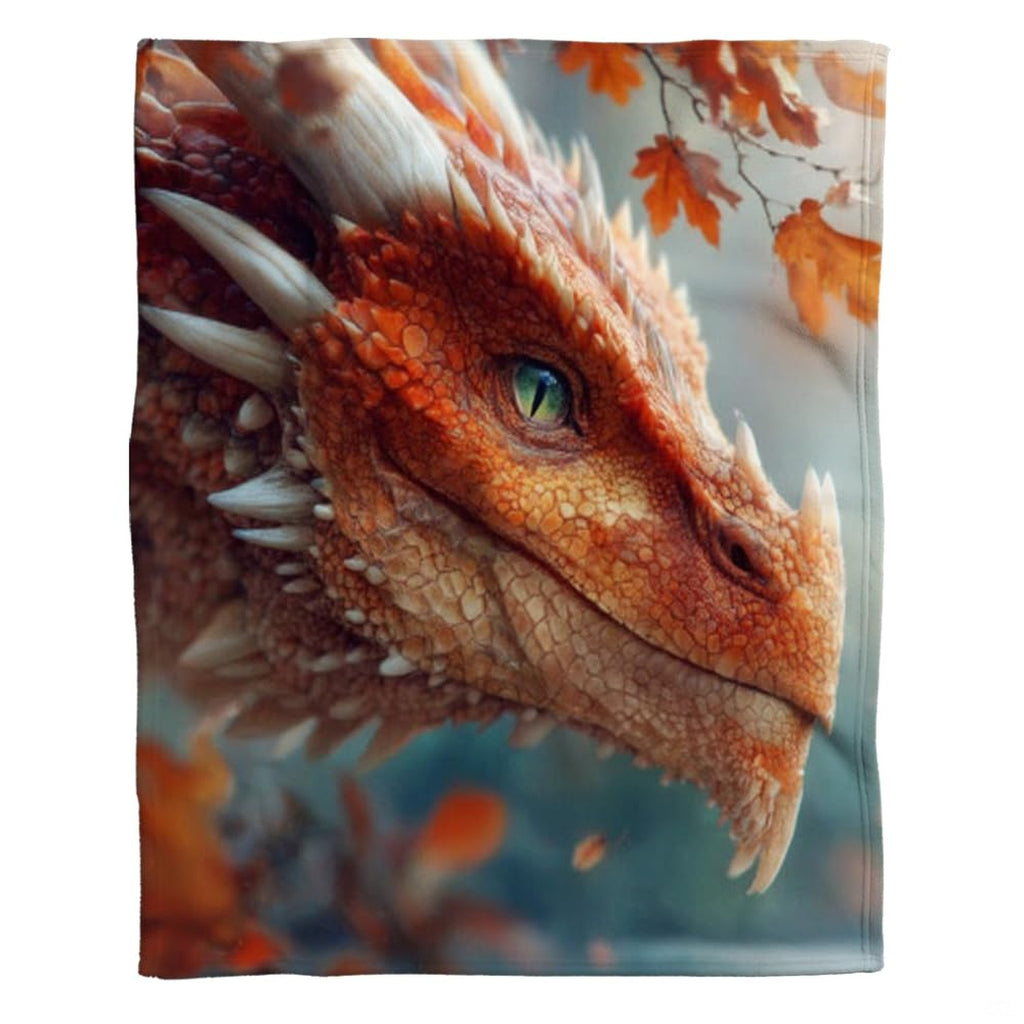 Close view of fiery red dragon head with ivory horn ridges, spiked jaw, and textured scales