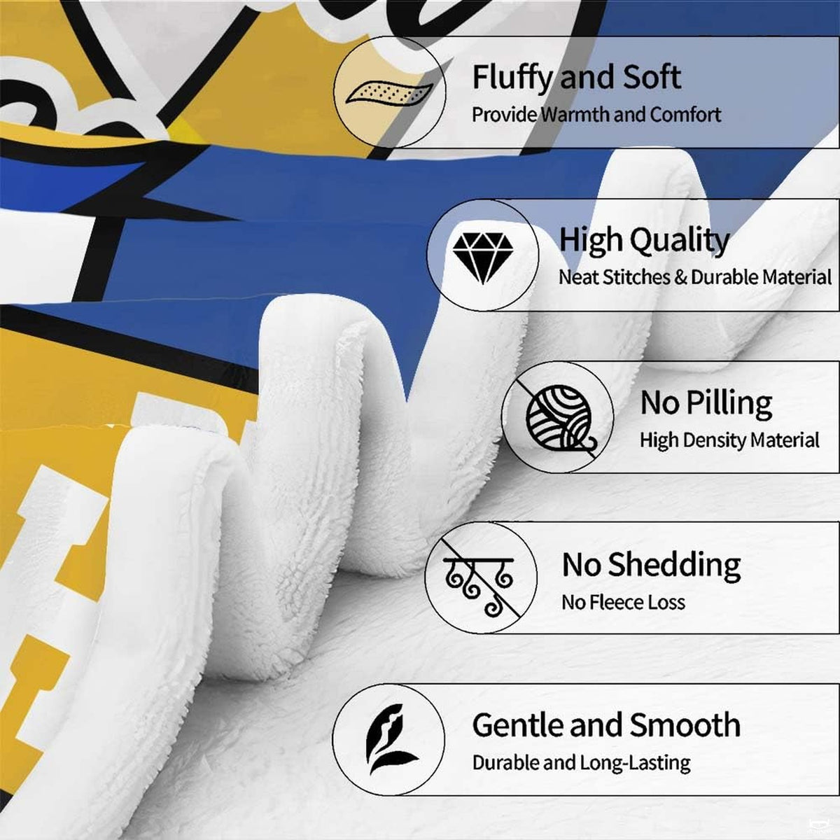 Volleyball typography sports throw blanket view 4 detailing geometric graphic panels and player silhouettes