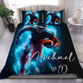 Custom Football Player Running with Ball Comforter