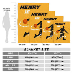 Basketball dribble speed yellow throw blanket styled across contemporary bed