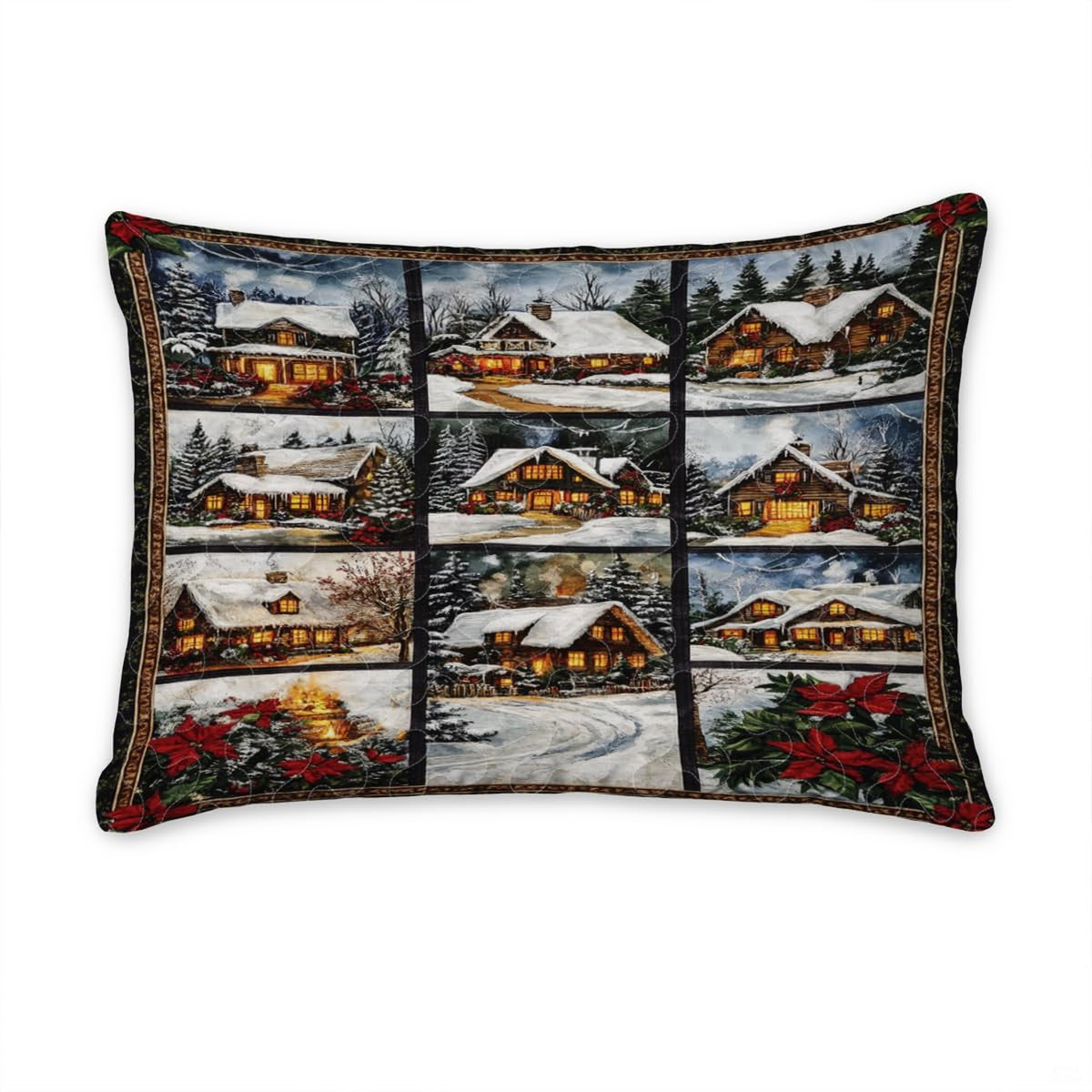 Matching pillowcase detail for winter bedding set featuring coordinating frost slate snowman artwork