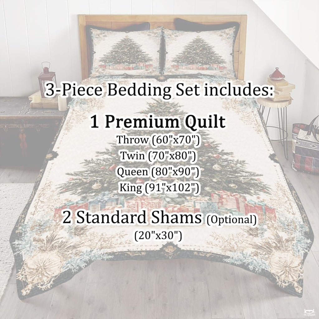 Christmas Bedding Quilt – Soft Microfiber Holiday Bedspread, Lightweight Winter Bedding, Cozy Xmas Quilts for Couch, Bedroom & Seasonal Home Decorations (Christmas Quilt-DS07)
