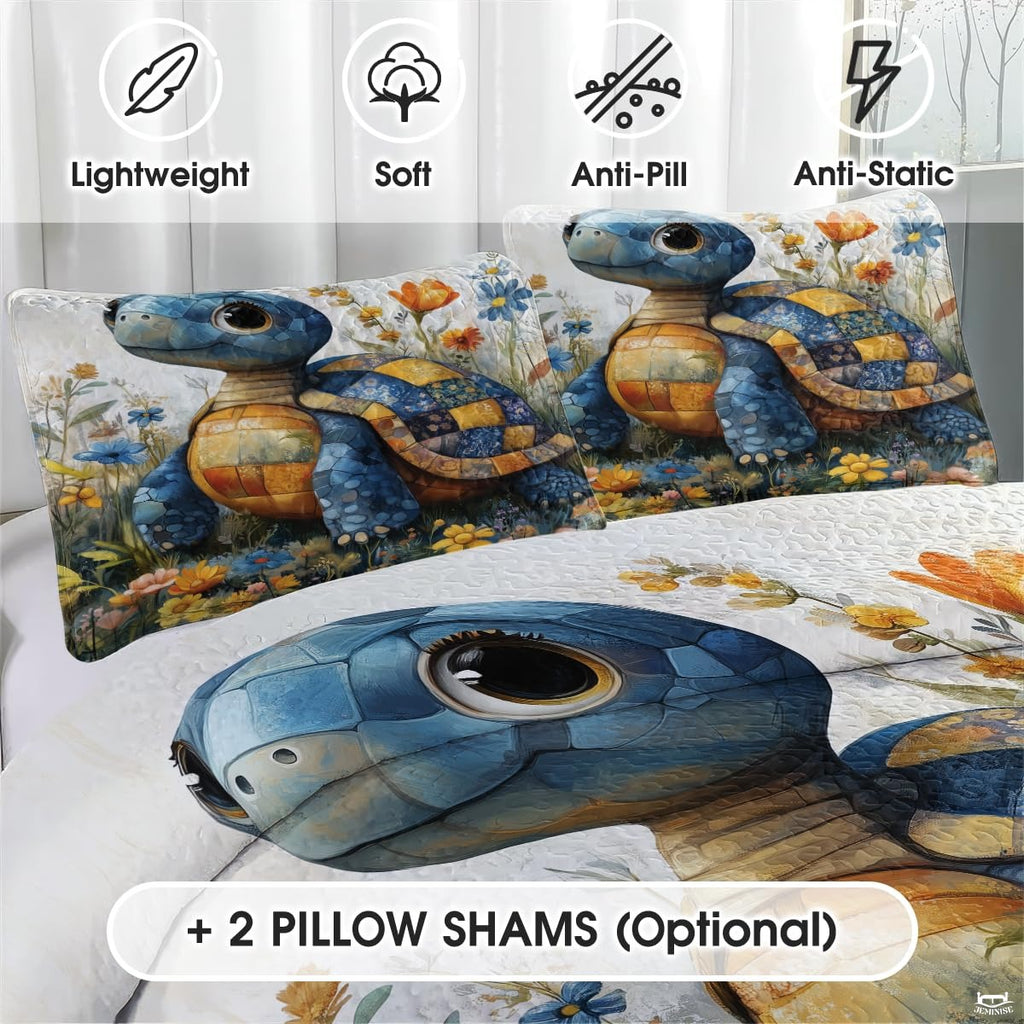 Sea Turtle Pattern Quilt, Animal Patchwork Sea Turtle Quilt Set Patchwork Style, Premium Pattern Quilt Bedspread, Animals Bedding Quilts Gift for Men Women