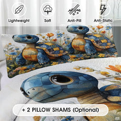 Sea Turtle Pattern Quilt, Animal Patchwork Sea Turtle Quilt Set Patchwork Style, Premium Pattern Quilt Bedspread, Animals Bedding Quilts Gift for Men Women