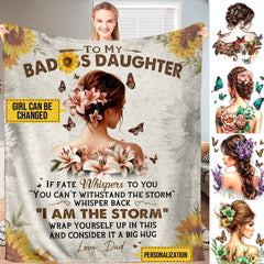 Floral woman bedding set featuring an illustrated female portrait, golden sunflowers, lilies, and butterflies.