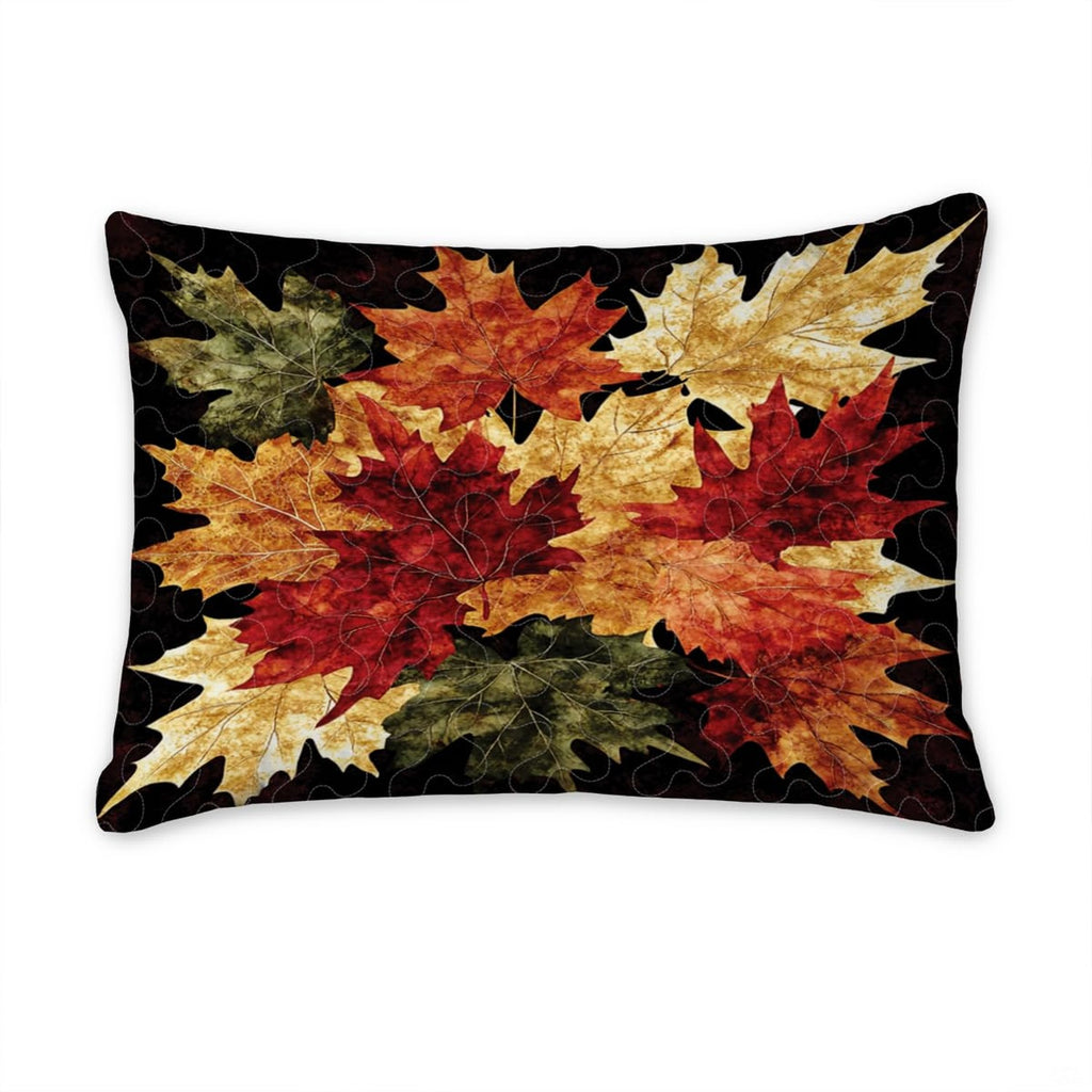 Matching pillow sham detail for autumn bedding set displaying coordinated crimson and amber foliage graphics