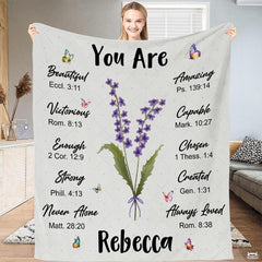 Personalized Christian Lavender Butterfly Blanket, Lightweight