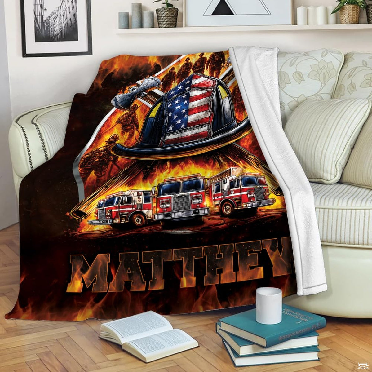 Folded presentation presenting vibrant fire colors and sharp print clarity on Blanket.