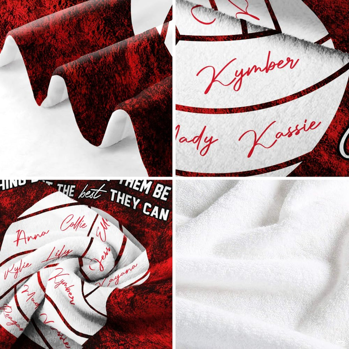 Detailed perspective of the distressed textured print and varsity lettering on volleyball bedding.