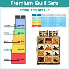 Folded presentation of autumn bedding set demonstrating sharp graphic print clarity and rich color saturation.