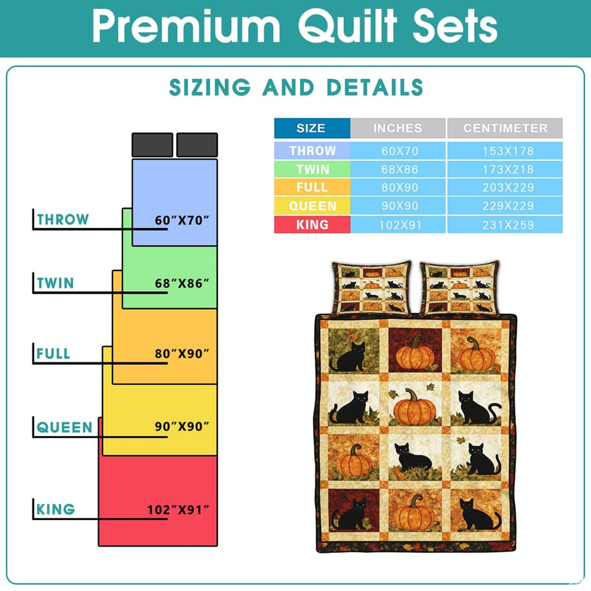 Folded presentation of autumn bedding set demonstrating sharp graphic print clarity and rich color saturation.
