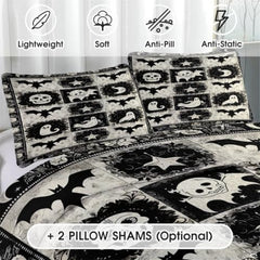 Witch Throw Quilt Set – Vintage Gothic Style Fall Bedspread for Autumn Bedroom Decor, Halloween Witch Bedding with Magical Patchwork Pattern, Soft Lightweight Quilt, Twin, Full, Queen Sizes (Color 7)