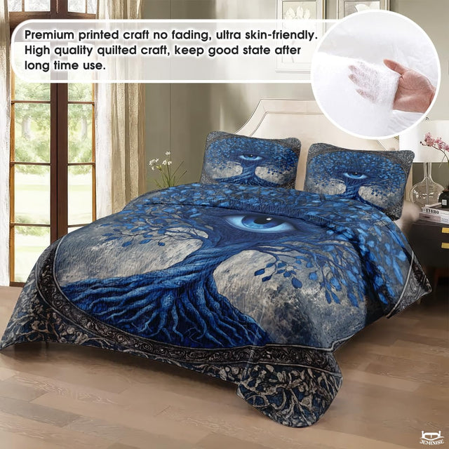 Custom Celtic Tree of Life Quilt Set with Fantasy Central Eye Artwork