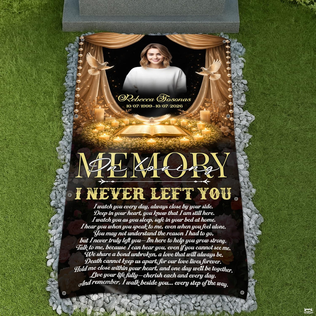 Memorial candlelight throw blanket folded neatly on an indoor armchair